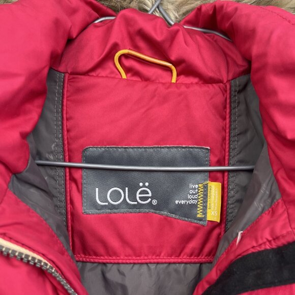 Lole Parka Winter Quilted Coat Hooded Fur Trim Women’s Size XS Cherry Red / Pink - Picture 9 of 16